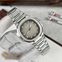 Đồng Hồ Nữ Patek Philippe Rep 11 Nautilus 7118/1200A Đính Đá Mặt Xám 35.2mm