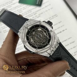 Đồng Hồ Nam Hublot Big Bang Sang Bleu Full Đá Swarovski Titanium Siêu Cấp 45mm
