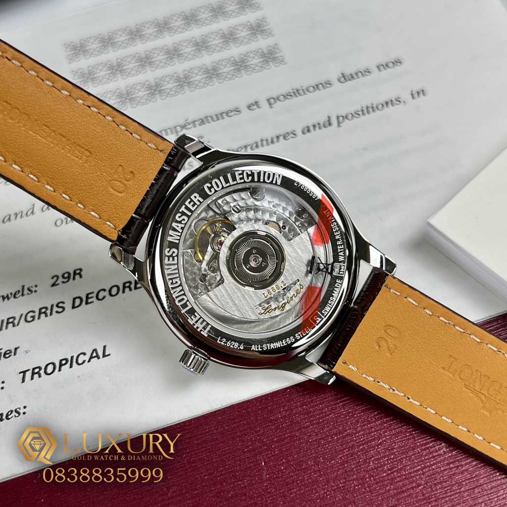 Đồng Hồ Nam Longines Master Mặt Trắng Thuỵ Sỹ Dây Da Replica 11 Cao Cấp Size 38.5mm