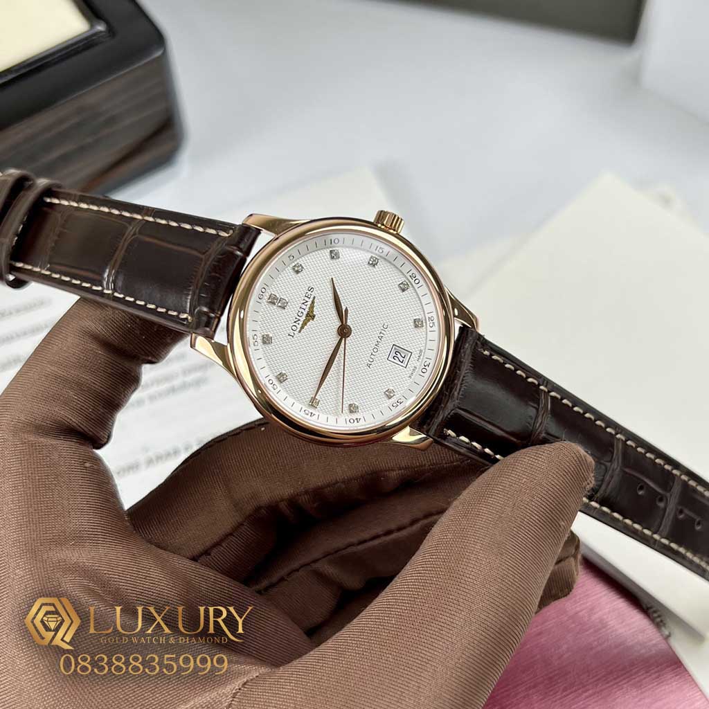 Đồng Hồ Nam Longines Master Vàng Hồng Mặt Trắng Rep 11 Thuỵ Sỹ Dây Da 38.5mm Đồng Hồ Nam Longines Master Vàng Hồng Mặt Trắng Rep 11 Thuỵ Sỹ Dây Da 38.5mm