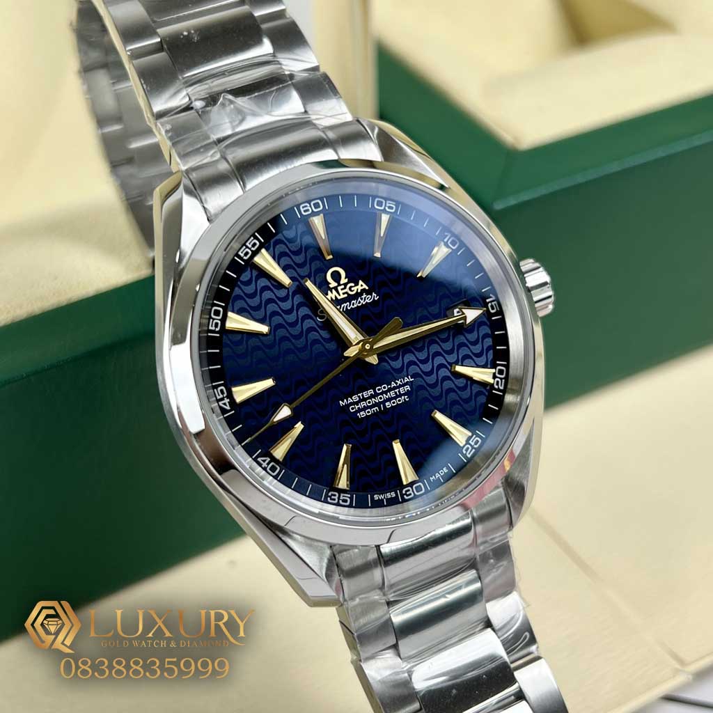Đồng Hồ Nam Omega Seamaster Mặt Xanh Dương Vân Sóng Replica Cao Cấp Nhất 41.5mm
