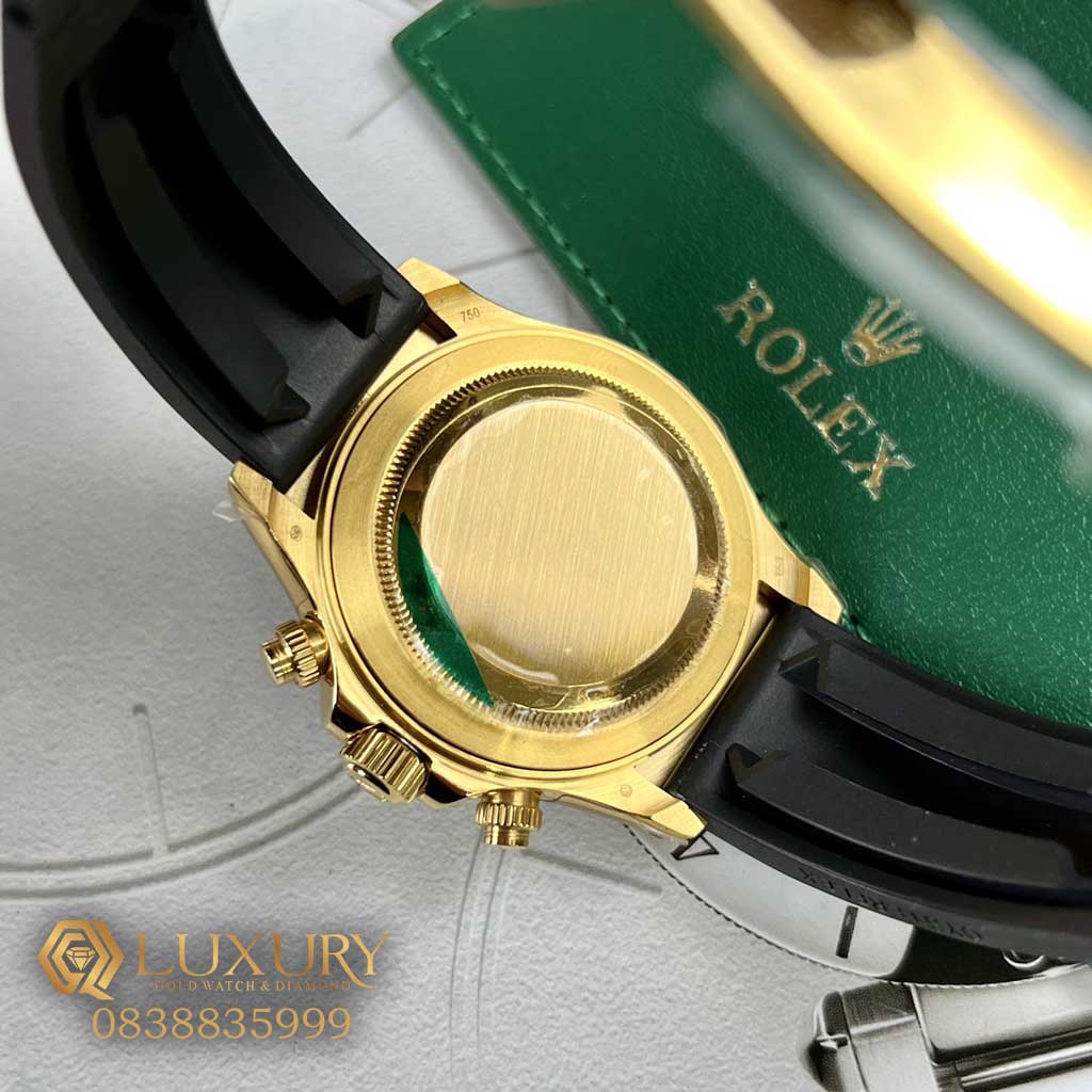 Đồng Hồ Nam Rolex Daytona Viền Vàng Mặt Đen Cọc Số Đính Đá Fake 11 EW Factory 40mm Đồng Hồ Nam Rolex Daytona Viền Vàng Mặt Đen Cọc Số Đính Đá Fake 11 EW Factory 40mm