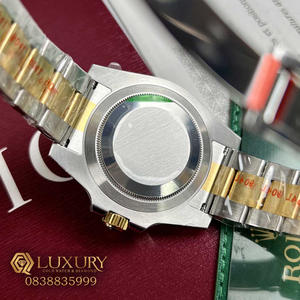 Đồng Hồ Nam Rolex Submariner Demi Gold Viền Benzel Xanh Đậm Fake 11 EW Factory 41mm