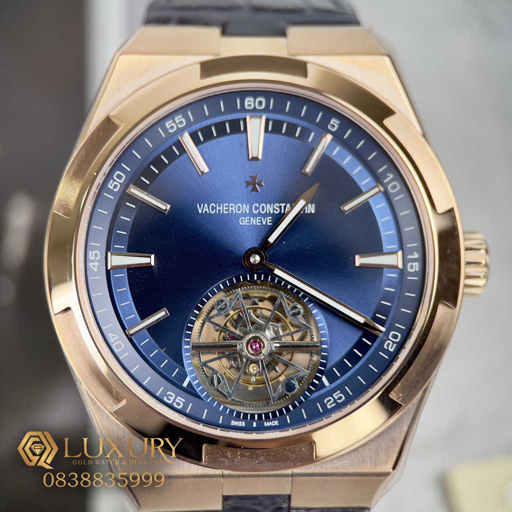 Đồng Hồ Nam Vacheron Constantin Overseas Tourbillon 6000V Rose Gold Dây Da 42.5mm